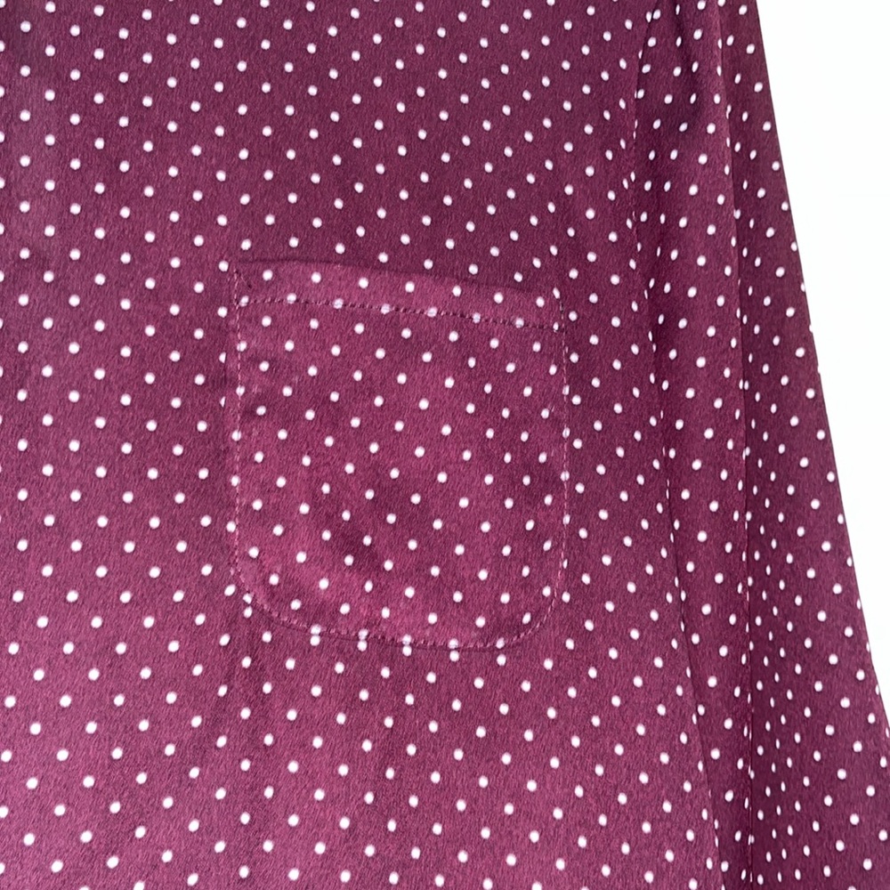 Lily White Women’s Maroon & Gray Polka Dot Blouse – Size Large - Picture 4 of 9